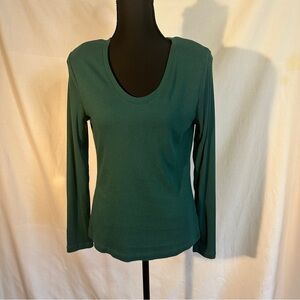 A New Day Long Sleeve Teal Green Scoop Neck Ribbed Pullover Top – Size M